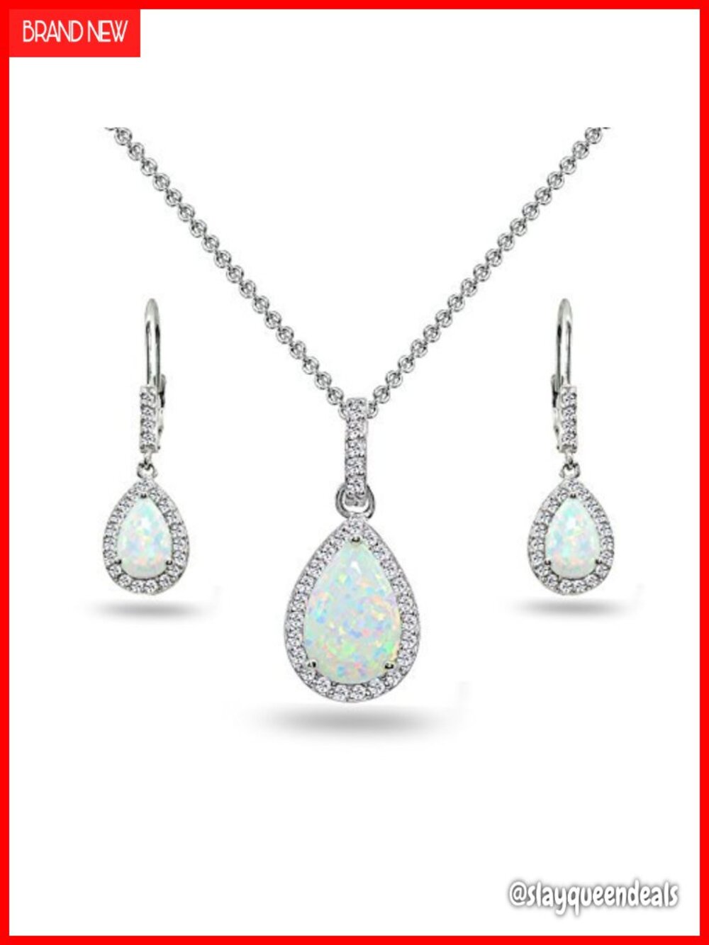 Sterling Silver Teardrop Necklace and Dangle Earrings Jewelry Set